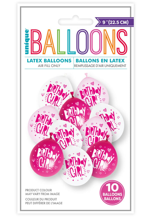 Birthday Girl Latex Balloons 10pk