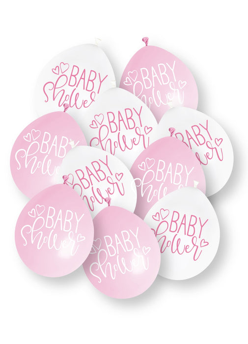 Pink Baby Shower Latex Balloons 10pk