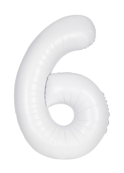 Number 6 White Foil Balloon
