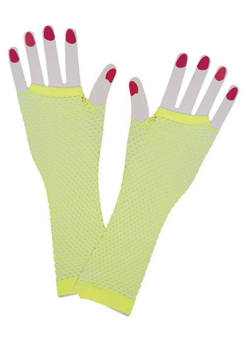 Long Yellow Fishnet Gloves