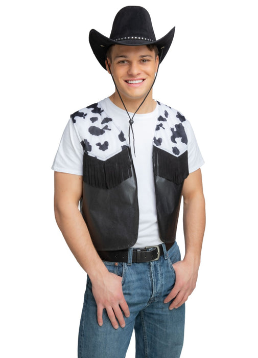 Black Cowprint Waistcoat