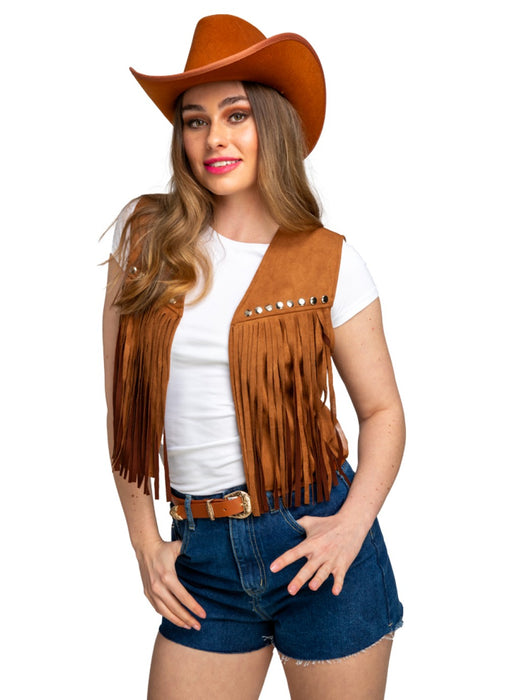 Ladies Faux Suede Cowboy Waistcoat