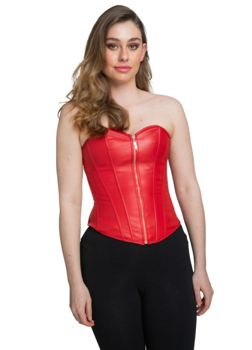 Red Faux Leather Corset