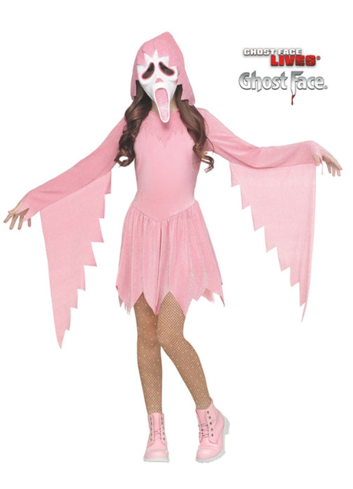 Pastel Pink Ghost Face Girl's Costume