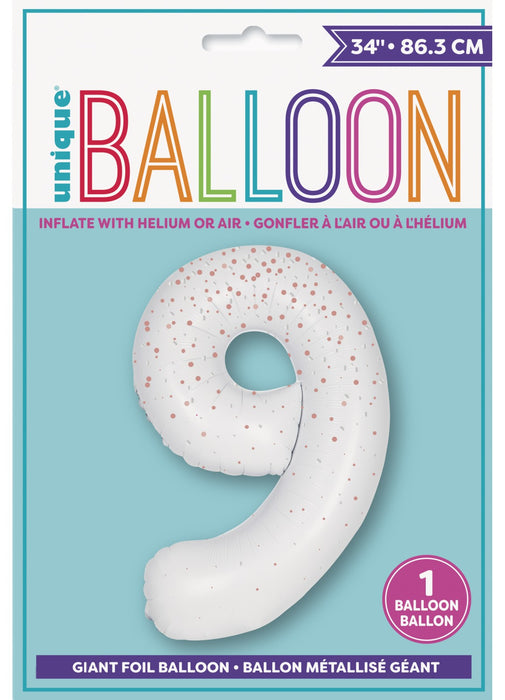 Number 9 Rose Gold Glitz Foil Balloon