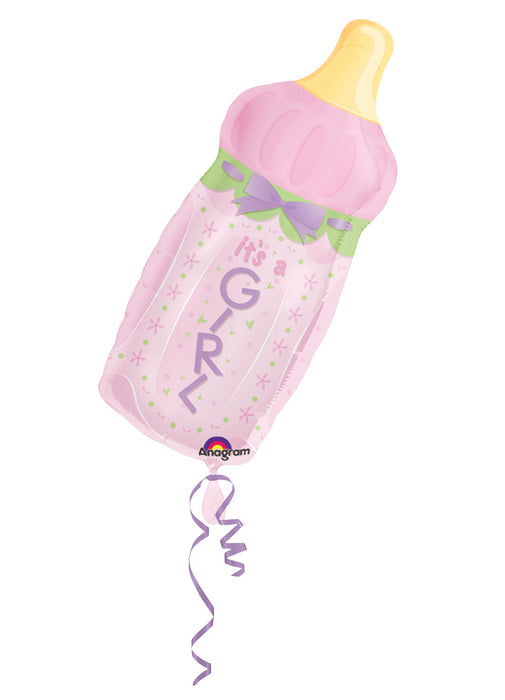It's A Girl Baby Bottle SuperShape Foil Balloon