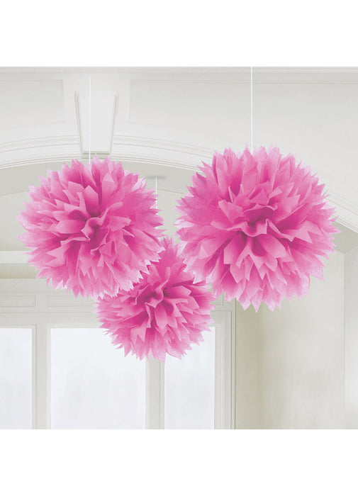Pink Fluffy Hanging Decorations 3pk