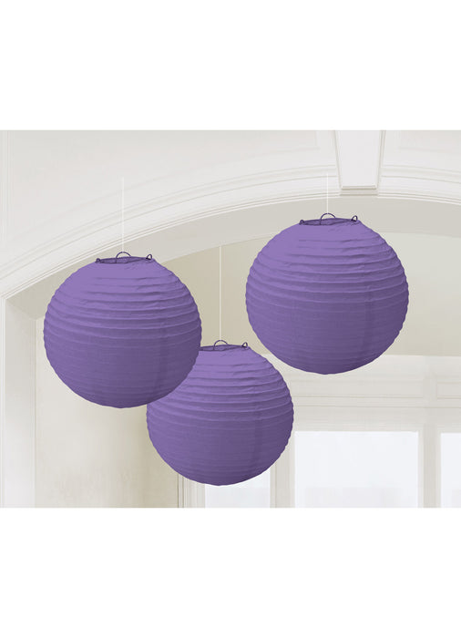 Purple Round Paper Lanterns 3pk