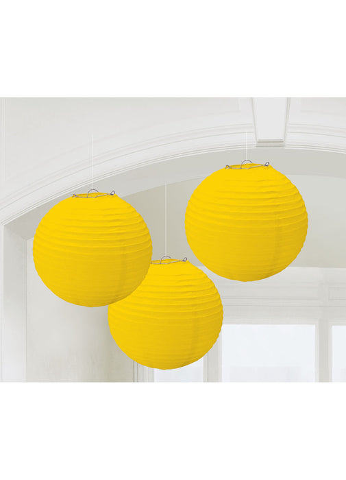 Yellow Round Paper Lanterns 3pk
