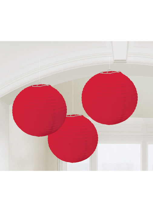 Red Round Paper Lanterns 3pk