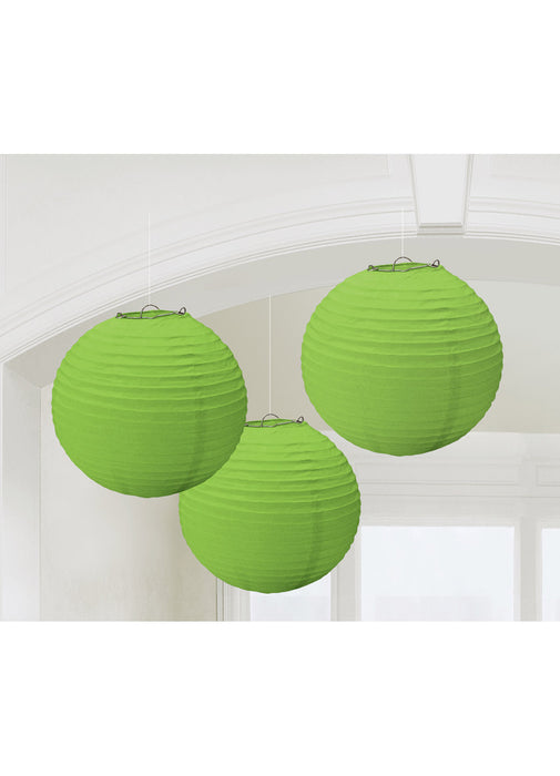 Green Round Paper Lanterns 3pk