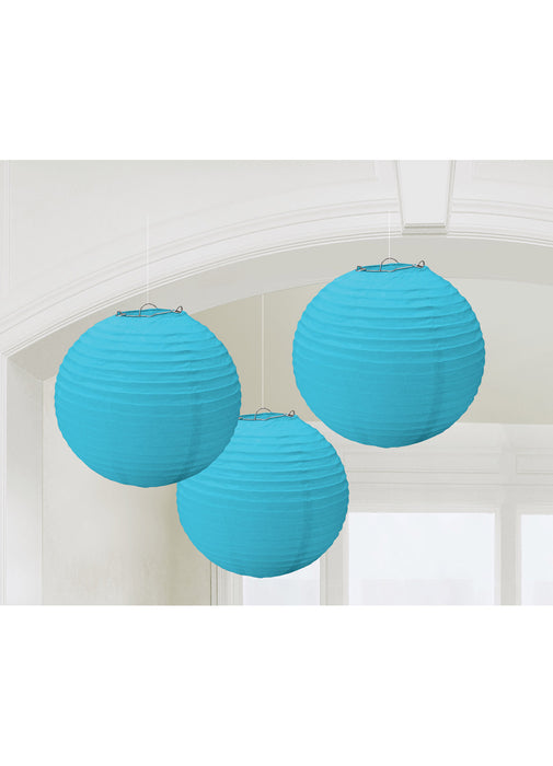Light Blue Round Paper Lanterns 3pk