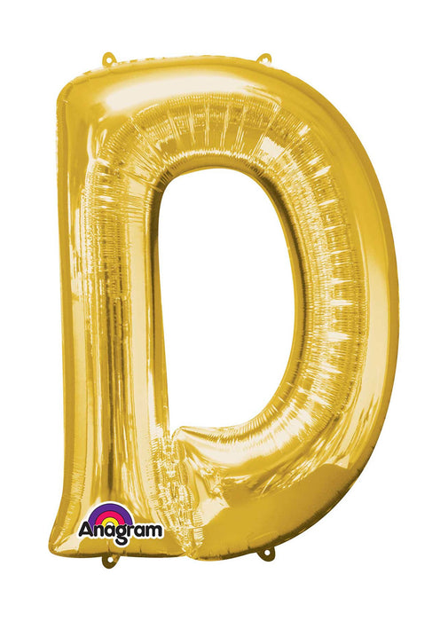 Letter D Gold Supershape Balloon
