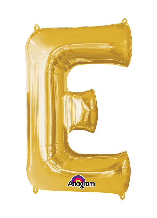 Letter E Gold Supershape Balloon