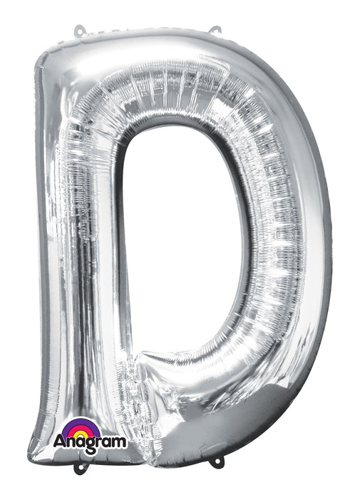 Letter D Silver Air Filled Balloon