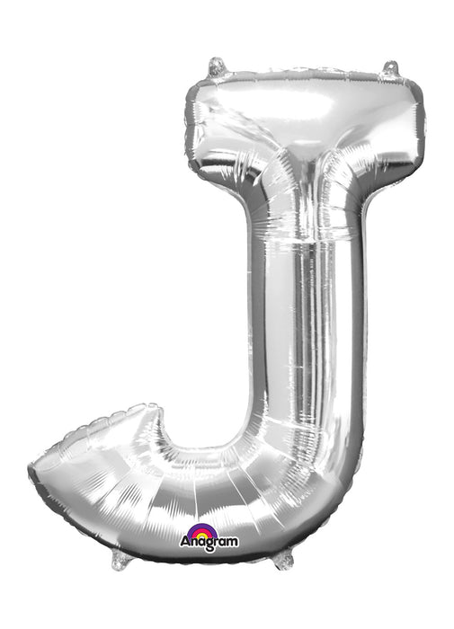 Letter J Silver Air Filled Balloon