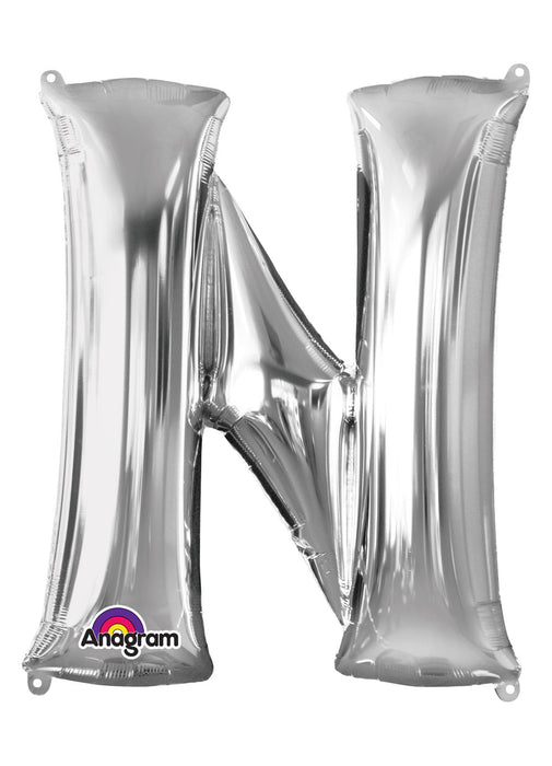 Letter N Silver Air Filled Balloon