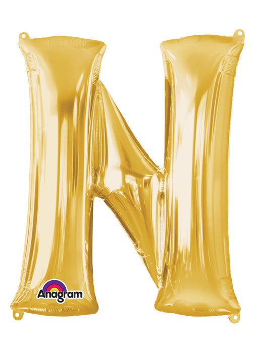 Letter N Gold Air Filled Balloon