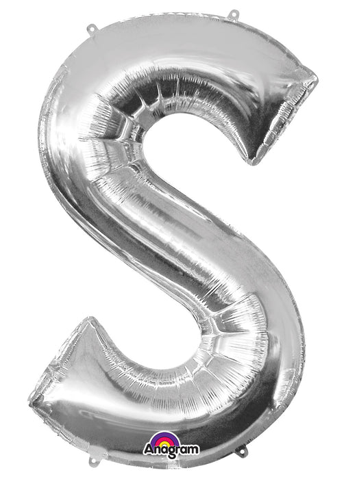 Letter S Silver Air Filled Balloon