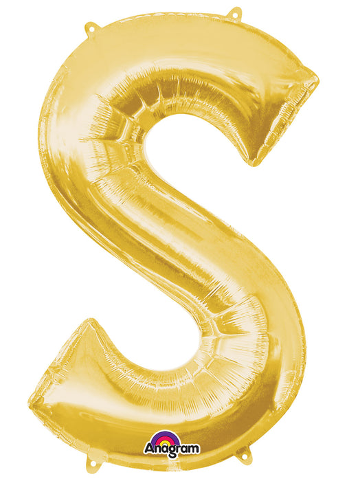 Letter S Gold Air Filled Balloon