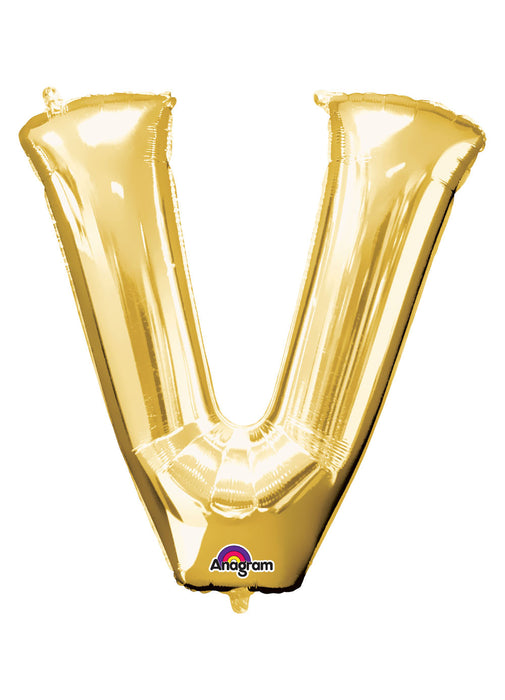 Letter V Gold Air Filled Balloon