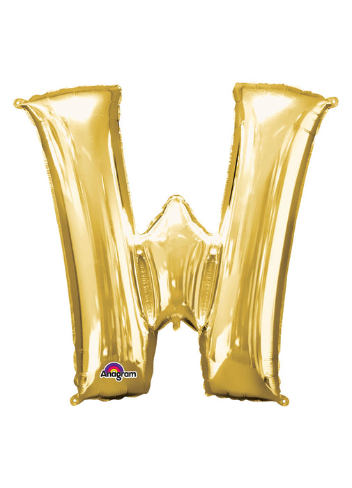 Letter W Gold Air Filled Balloon