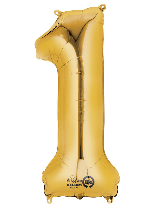 Number 1 Gold Air Filled Balloon