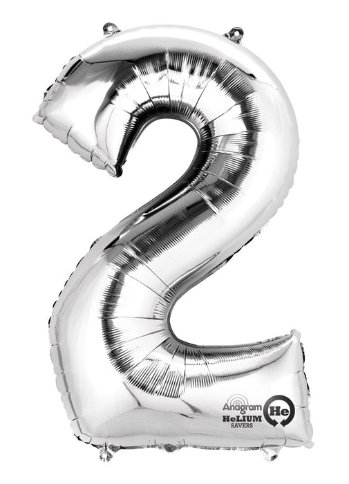 Number 2 Silver Air Filled Balloon