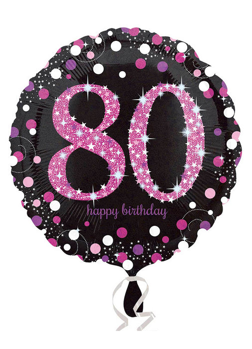 Pink Sparkle 80th Birthday Balloon