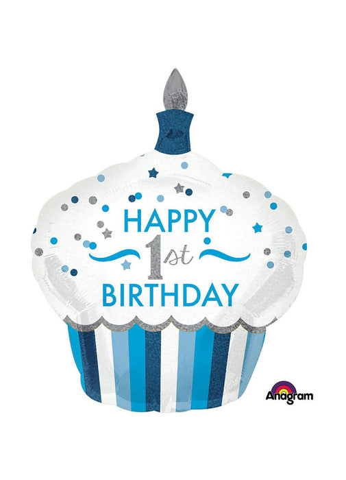 1st Birthday Boy Cupcake SuperShape Balloon