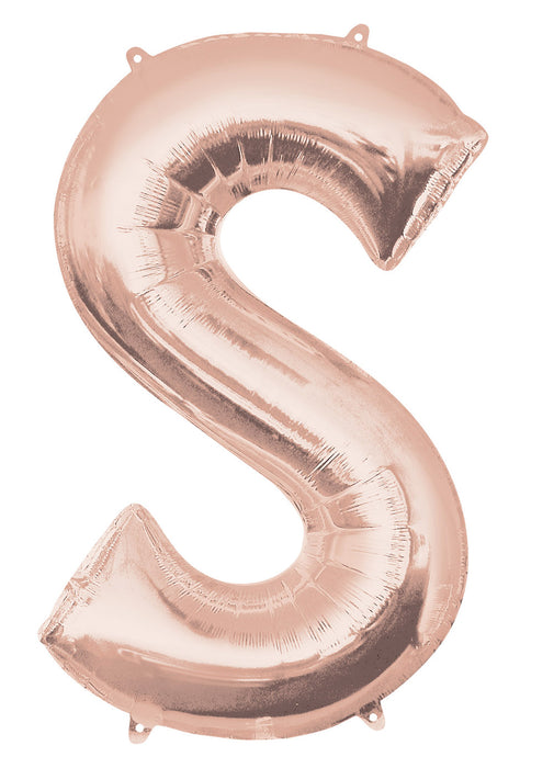 Letter S Rose Gold Air Filled Balloon
