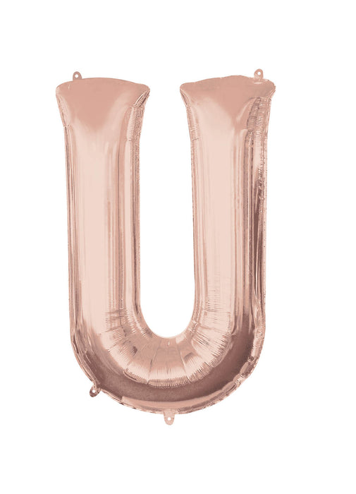 Letter U Rose Gold Air Filled Balloon