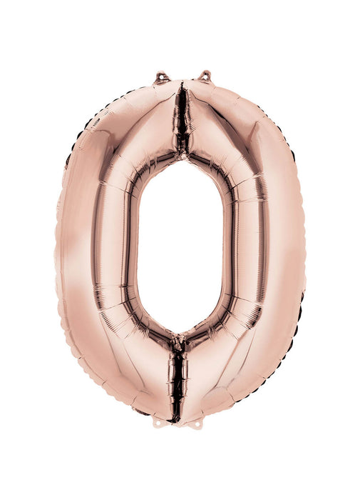 Number 0 Rose Gold Air Filled Balloon