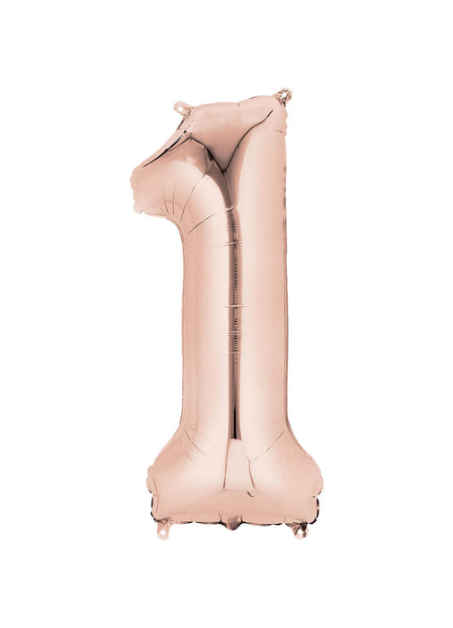 Number 1 Rose Gold Air Filled Balloon