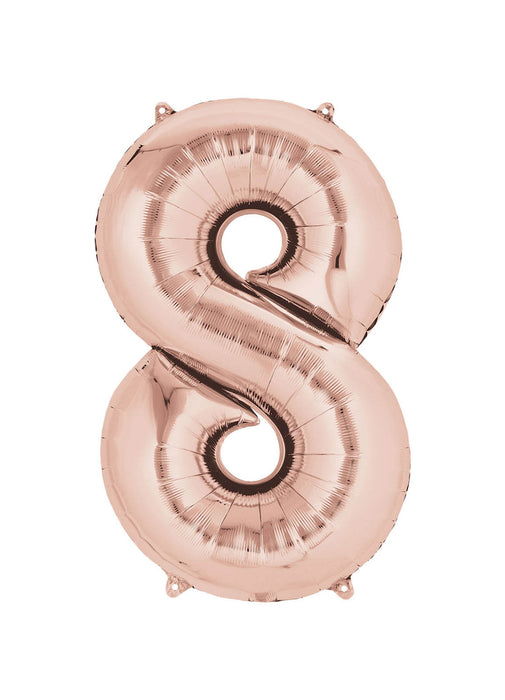 Number 8 Rose Gold Air Filled Balloon