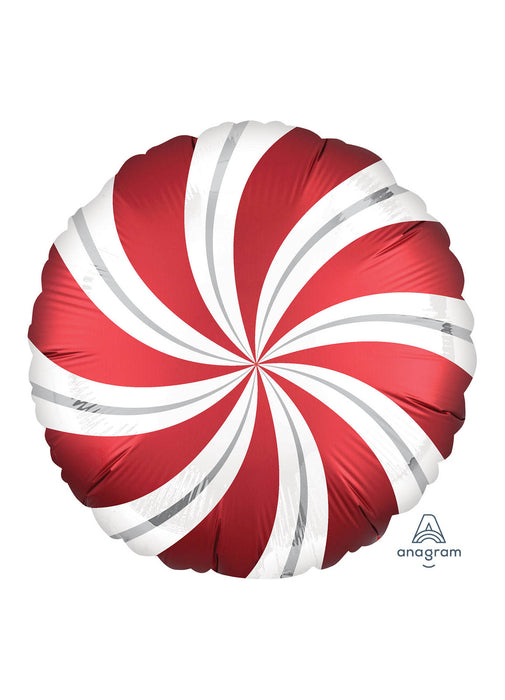 Satin Red Candy Swirls Foil Balloon