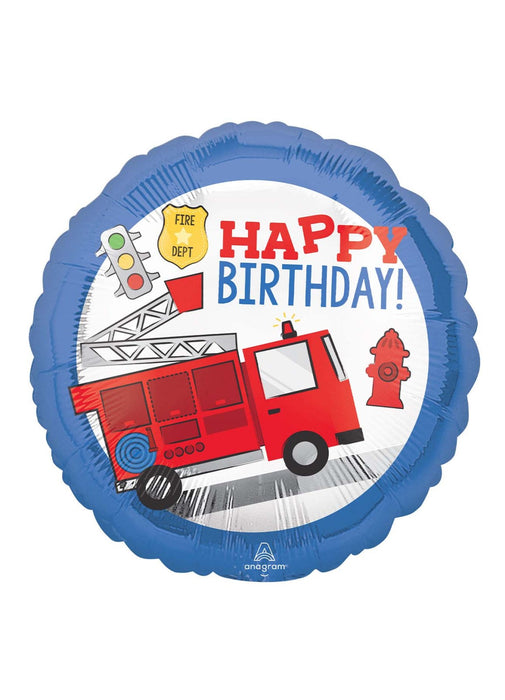 Fire Engine Birthday Foil Balloon