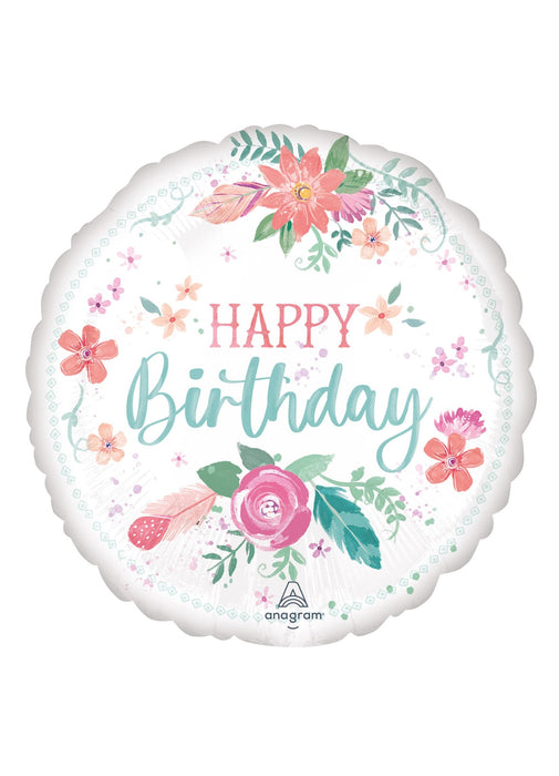 Happy Birthday Floral Foil Balloon