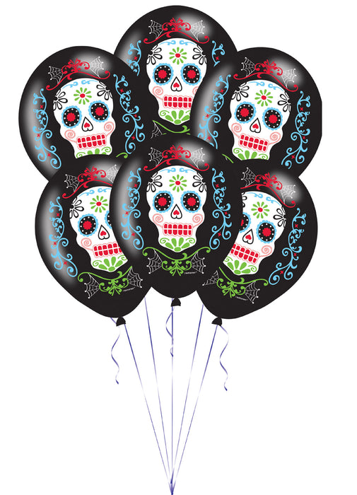 Day Of The Dead Latex Balloons 6pk