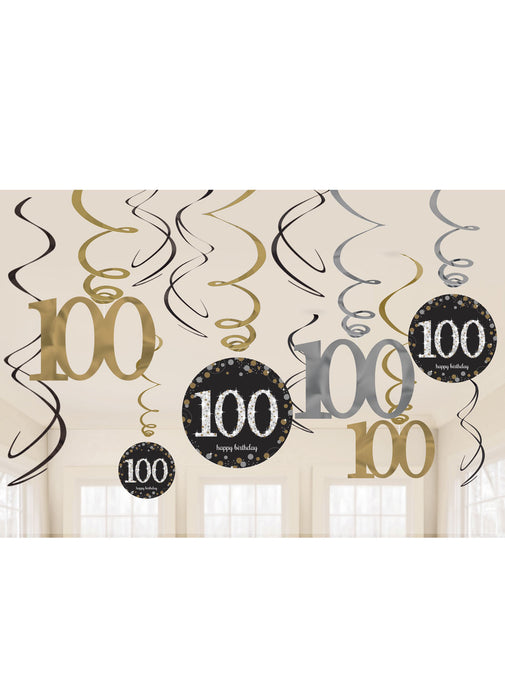 Gold Celebration 100th Swirl Decorations