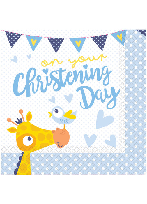 Christening Blue Napkins 16pk