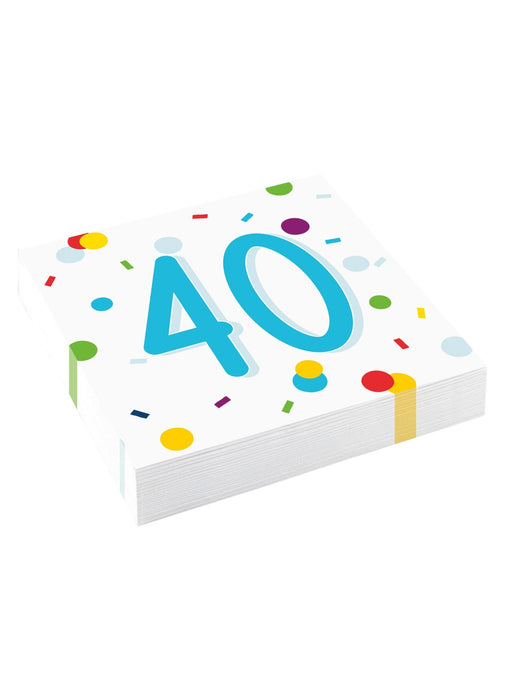 Confetti 40th Birthday Napkins 20pk