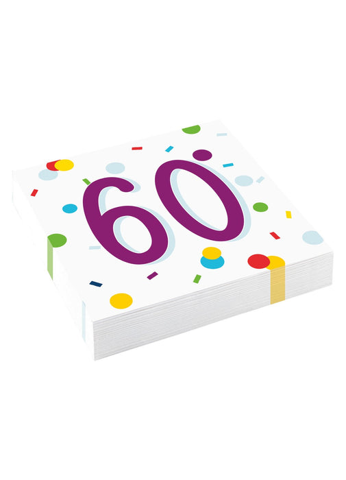 Confetti 60th Birthday Napkins 20pk