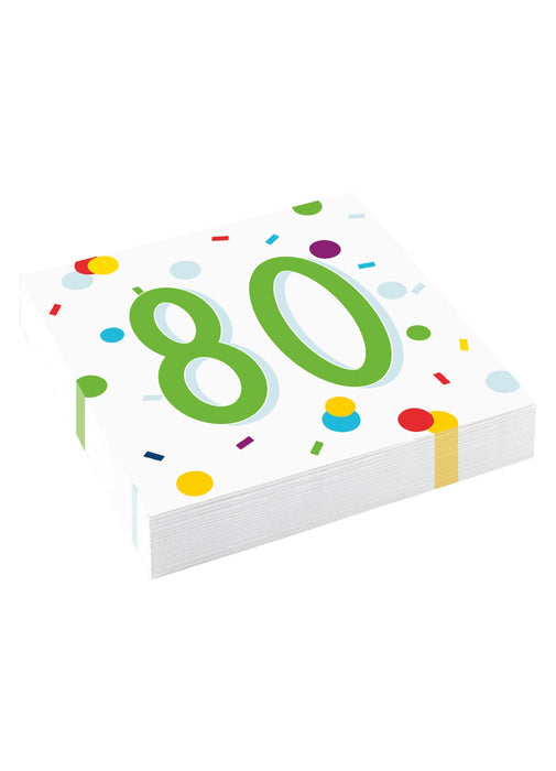 Confetti 80th Birthday Napkins 20pk