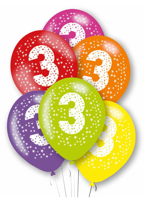 Happy 3rd Birthday Latex Balloons 6pk