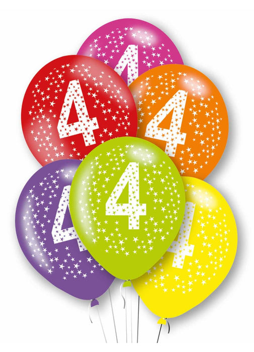 Happy 4th Birthday Latex Balloons 6pk