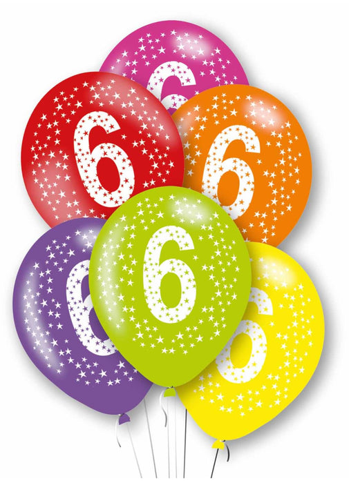 Happy 6th Birthday Latex Balloons 6pk