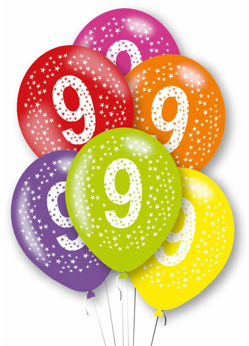Happy 9th Birthday Latex Balloons 6pk