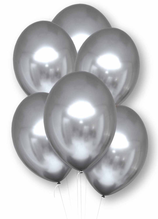 Satin Silver Latex Balloons 6pk