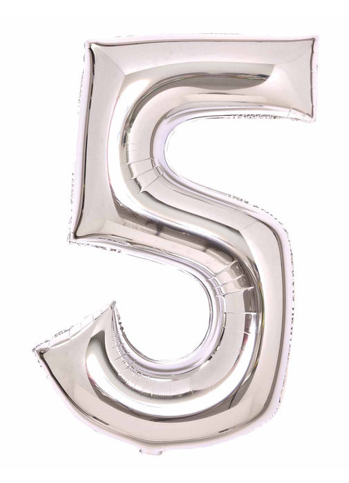 Number 5 Silver Foil Balloon